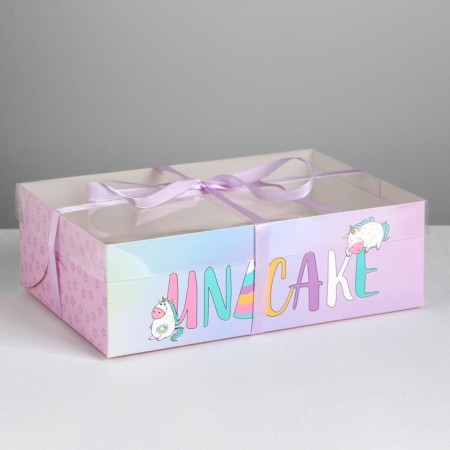 Capcake box, confectionery packaging, 6 cells, Unicake, 23 x 16 x 7.5 cm