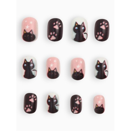 Children's false nails "Meow", 12 pcs-1