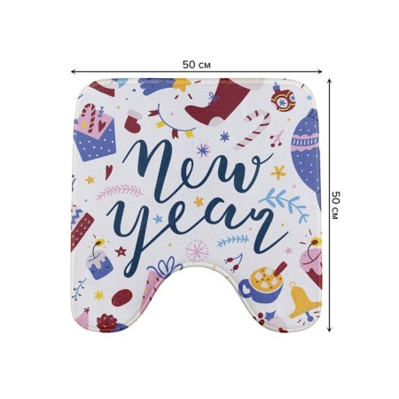 Toilet mat "Happy New Year", anti -slip, size 50x50 cm-1
