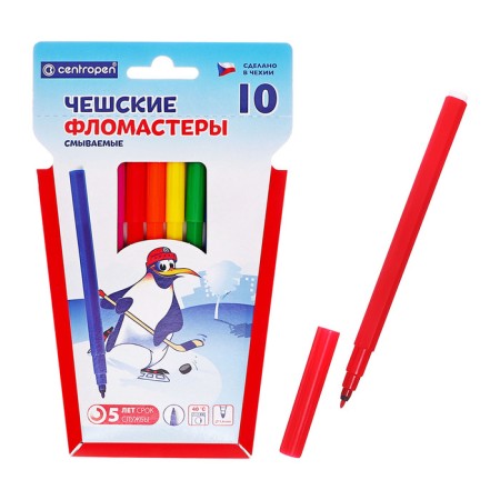 Fleeters 10 colors, 1.8 mm Centropen 7790 "Penguins", plastic envelope, washed off-3