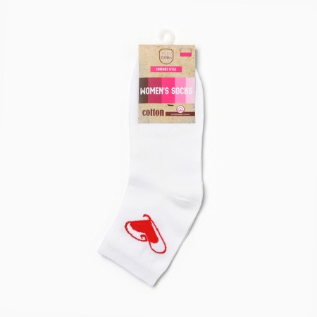 Women's socks "hearts", white color, rr 23-25-2