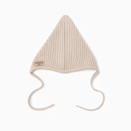 Knitted children's hat minku, beige color, size 44-46-6