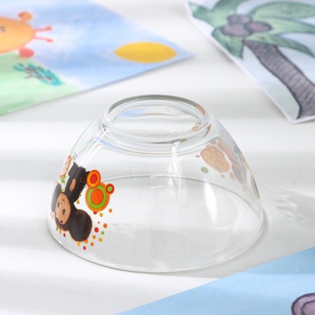Set of dishes "Cheburashka", 3 items: plate, bowl, mug, gift packaging, glass-6