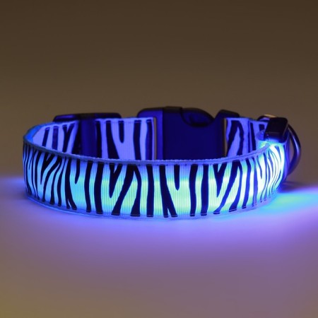 Collar with backlight tiger 3 glow modes size M, Osh 32-50 x 2.5 cm blue blue-3