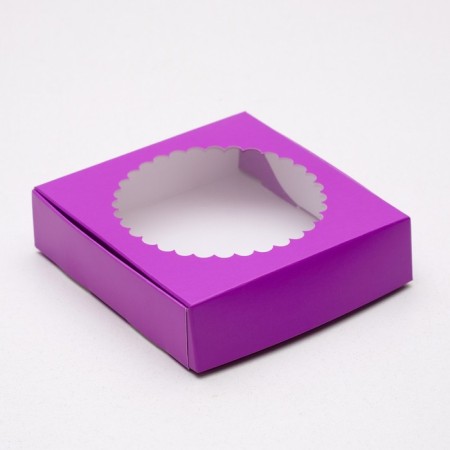 Gift box, with a transparent lid, purple, 11.5 x 11.5 x 3 cm