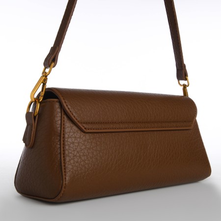 Bag Women's Messenger on the Textura valve, medium size, dark brown color-2
