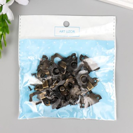 Castle metal for bronze casket + nails. set 10 pcs 2.9x3 cm-4