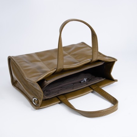Luggage bag, external pocket, long belt, green-brown color-6