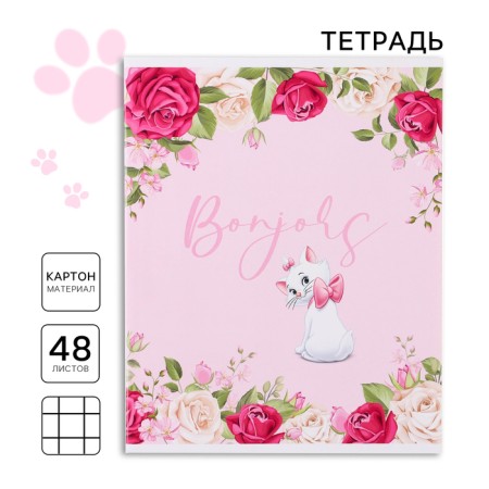 Notebook of 48 sheets in a cage, cardboard cover, bonjour, aristocrats cats