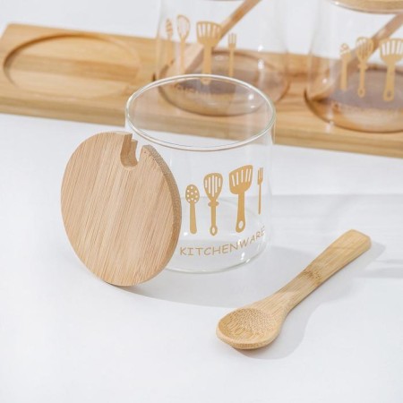 A set of glass cans for bulk products Troika, 350 ml, with spoons-1