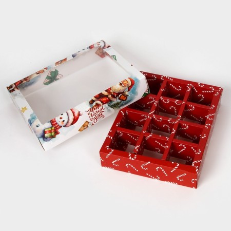 New Year. Box for 12 sweets "Santa Claus", 19 x 15 x 3.6 cm, confectionery packaging-4