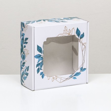 Self -charged box, with a window, "Flowers Dance" 19 x 19 x 9 cm set 5 pcs