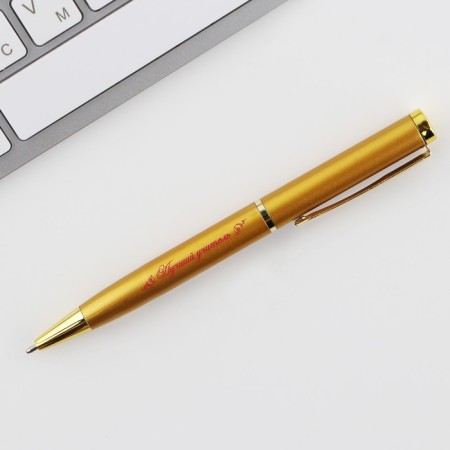 Pen "Golden Teacher", metal, blue paste, 1.0 mm-1