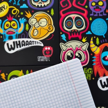 Notebook A5 (165 x 203 mm), 48 sheets in a cage on a clip of Crazy Monsters, covered cardboard, matte lamination, block 60 g/m2, mix-1