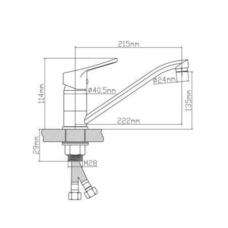 Kitchen mixer BOOU B8290-14, single-leaf, swivel spout, chrome-4