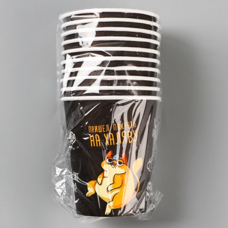A single -single -paper glass "Cat of a glutton", 250 ml, single -layer-2