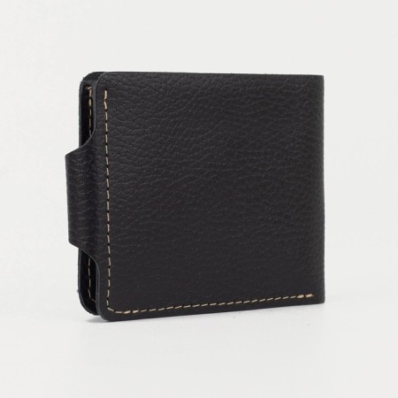 Male purse on a button, for cards, for coins, black color-1