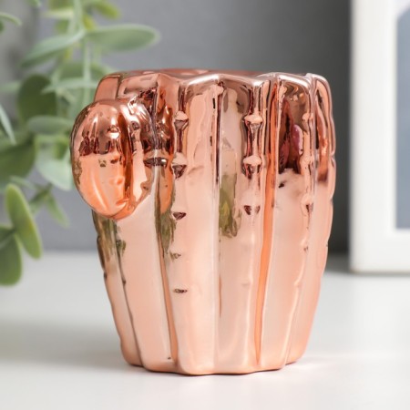 Ceramics candlestick per 1 Cactus candle D-4 cm gold 7.5x7.5x6.8 cm-4