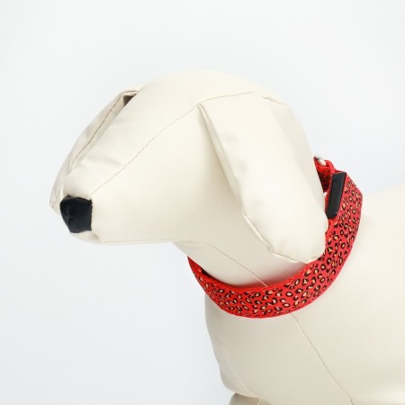 Collar with backlight leopard 3 glow modes Size S, Osh 22-40 x 2.5 cm red red-2