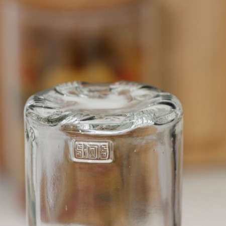 A bottle with a metal dispenser for oil and sauces "Cretaceous Design", glass, 330 ml, with small for marking-4