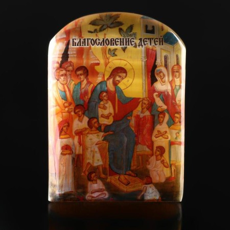 Icon with a stand "Blessing of children", selenite