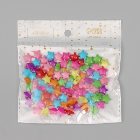 Beads for creativity plastic "Star" Color set 100 pcs 1.1x1.1 cm-3