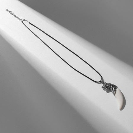 Unisex pendant "Tiger Fang", white color in black silver on a black lace, 40 cm-4