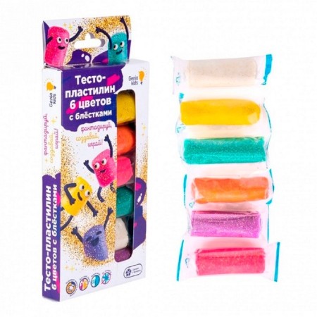 Test-plastilin, set of 6 colors, with sparkles-1