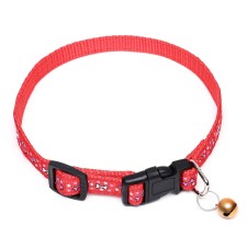 Nylon “Star Bones” collar, 36 x 1.5 cm, red