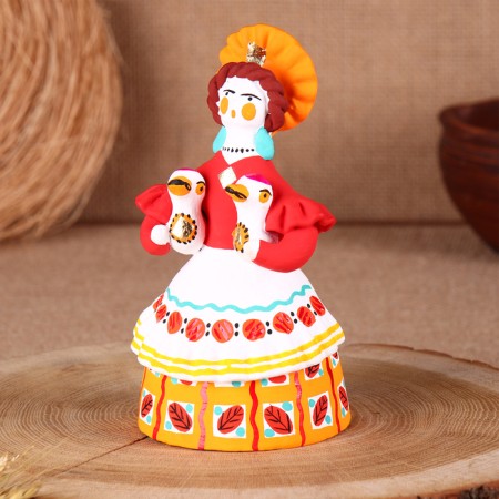Dymkovo toy "Peasant with ducks", 16 cm, mix-1
