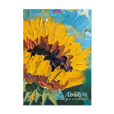 Album for drawing A4, 40 sheets, block 120 g/m², glue, Erich Krause "Flowers", 100% White, solid substrate