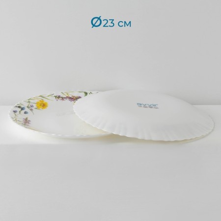 Service AVVIR "Field Flowers", 18 objects: 6 plates D = 16.5 cm, D = 17.5 cm, d = 23 cm, glass -ceramic, white color-2