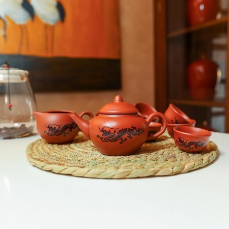 A set for the tea ceremony ceramic Dragon, 10 items: 8 PIAL 35 ml, kettle 200 ml, hour 150 ml, brown color-11