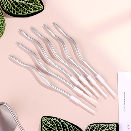 Candles for Cake "Serpentine" 6 pcs, cocktail, silver-1