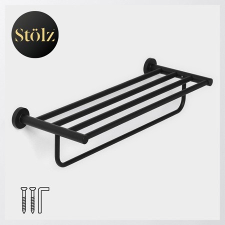 Shelf for the bathroom stalls Stölz Loft Basic, with a holder for towels, color black