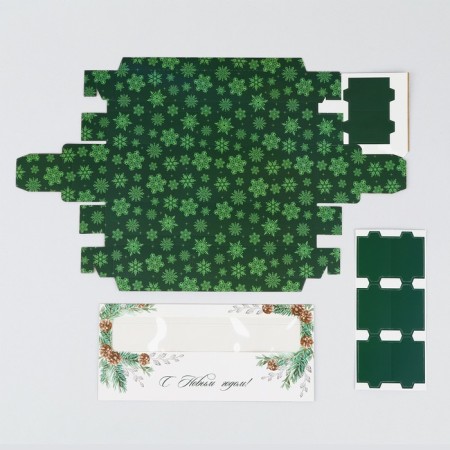 Box for 5 sweets with cells “with new happiness” 21 x 3.3 x 5.8 cm, New Year-6