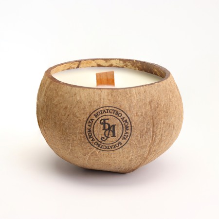 Candle in the coconut aromatic, sweet orange and lime, soy wax, 8x10 cm, in the box-2