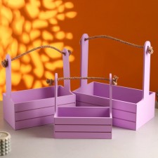 A set of wooden pots 3 in 1 (29 × 18 × 33; 25 × 15 × 30; 21 × 12 × 23) 