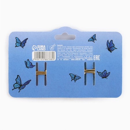 Hair clips with butterflies "Meow", 3 x 3 cm-5