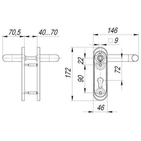 Door handle Fuaro DH-0433 NE, with spools, for the castle FL-0432, 0433, 0434, nylon, black-1