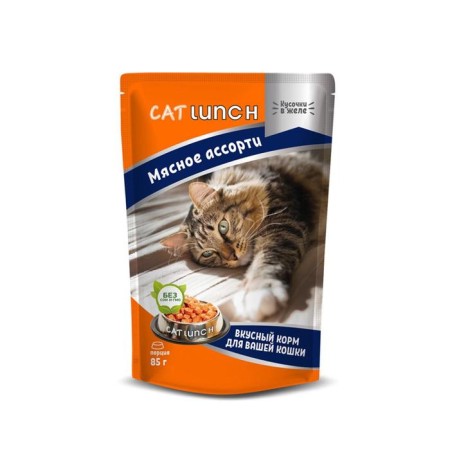 Wet Cat Lunch food for cats, meat assorted in jelly, 85 g