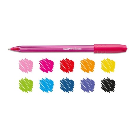 A set of ballpoint pens 10 colors, Carioca "Fiorella", Node 1.0 mm, fluorescent ink, mix-1