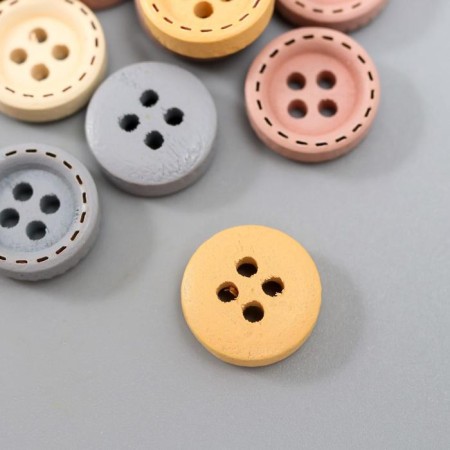 Buttons wood for creativity 4 punctures "style" set 40 pcs mix 1.2x1.2 cm-2