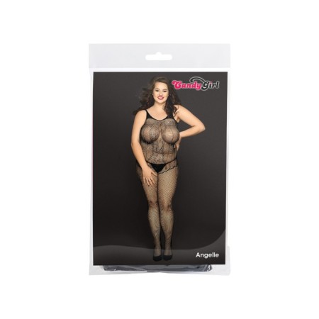 Костюм-сетка со стразами и стринги Candy Girl Angelle, чёрные, 2XL-5