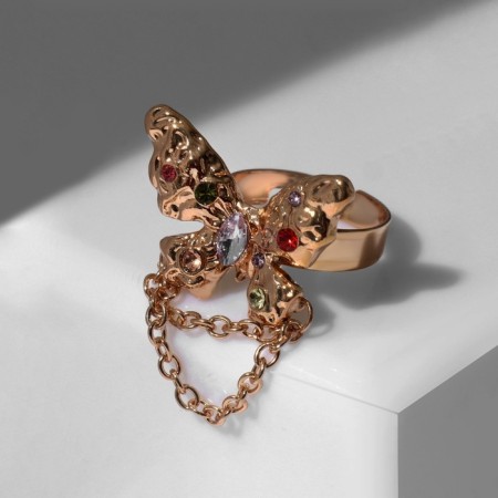 Ring "Butterfly" with a chain, colored in gold, dimensionless-4