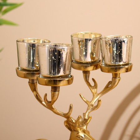 Summary for 4 candles "Deer" aluminum 18x20x35 cm-6