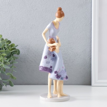 Polystone souvenir "Mom with a daughter in lilac dresses with flowers" 9x8.5x23.5 cm-1