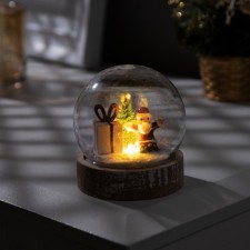 Светодиодная фигура «Шар с Дедом Морозом» 8 × 8.5 × 8 см, дерево, пластик, батарейки AG13х3, свечение тёплое белое