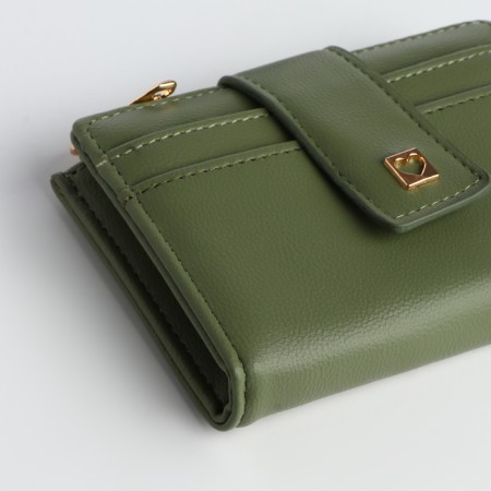Women's wallet on the button, green color-2