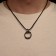 Pendant men's “ring”, gray color on a black lace, 45 cm